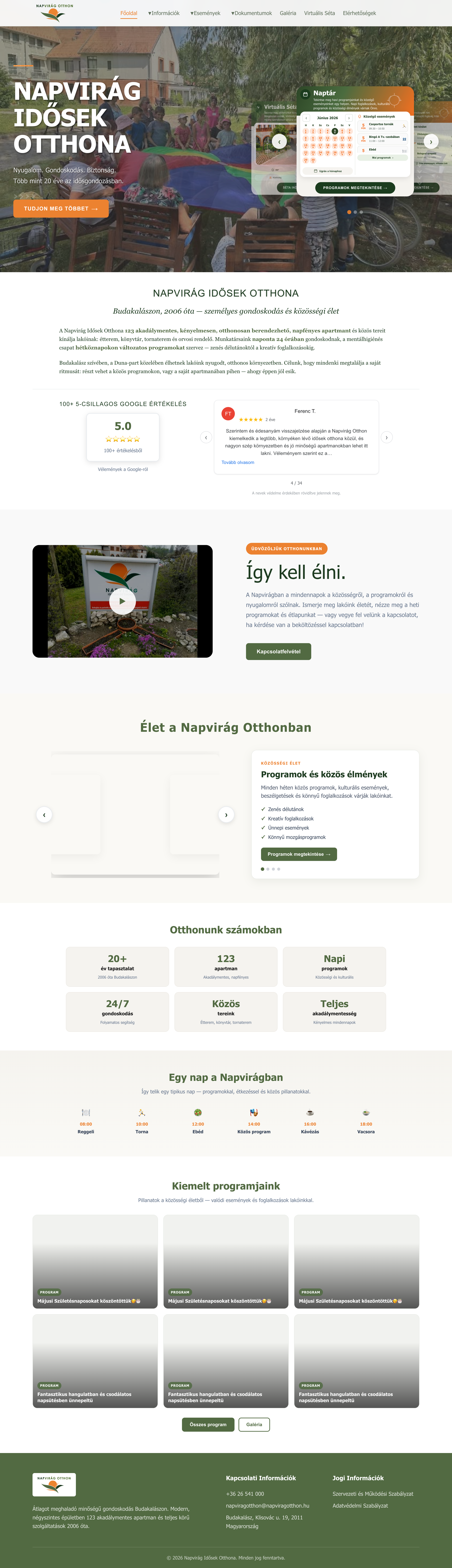 Napvirág Otthon website preview